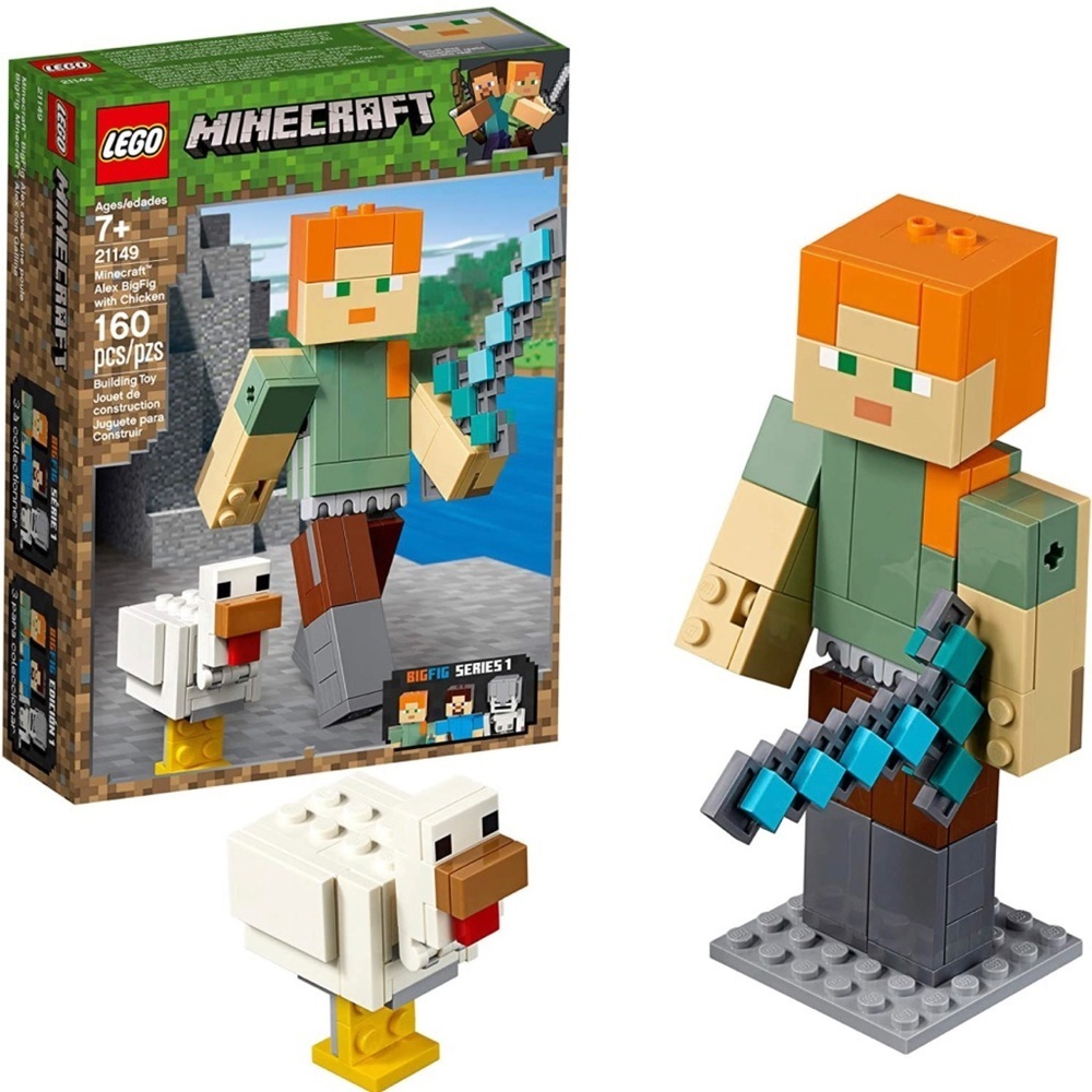 New Legos 21149 Minecraft Alex BigFig Chicken Building Set 160 Pieces Retired